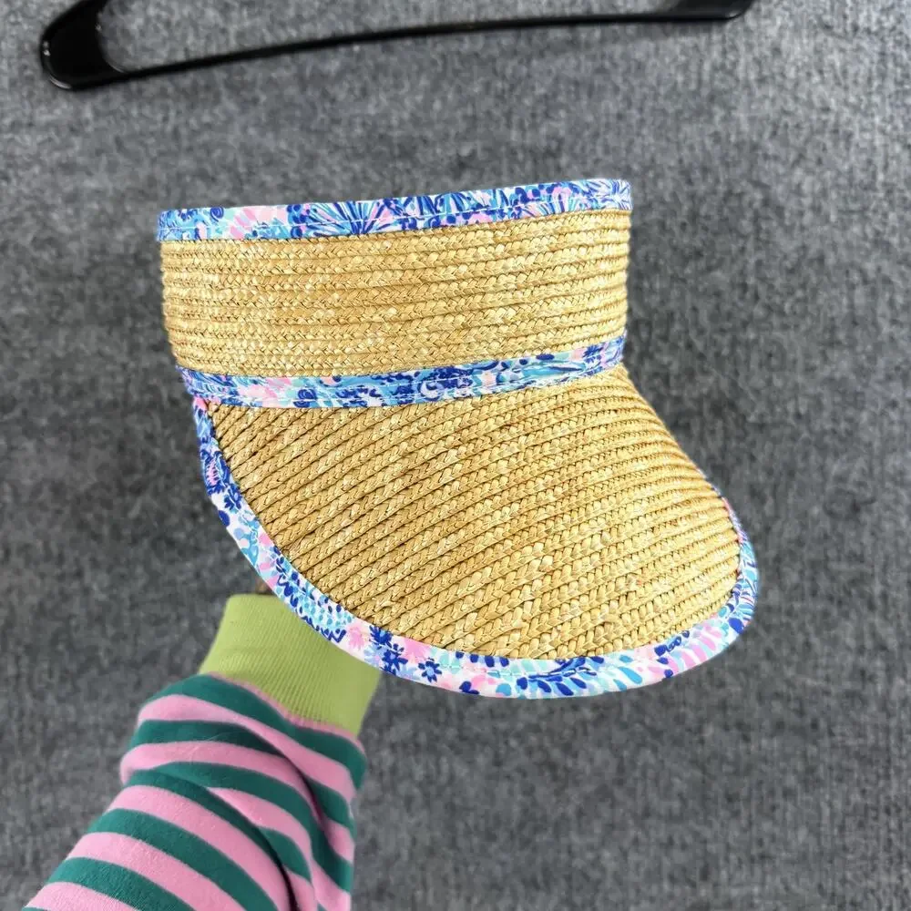 Lilly Pulitzer Straw Sun Visor Blue Grotto Commotion In The Ocean Resort Summer